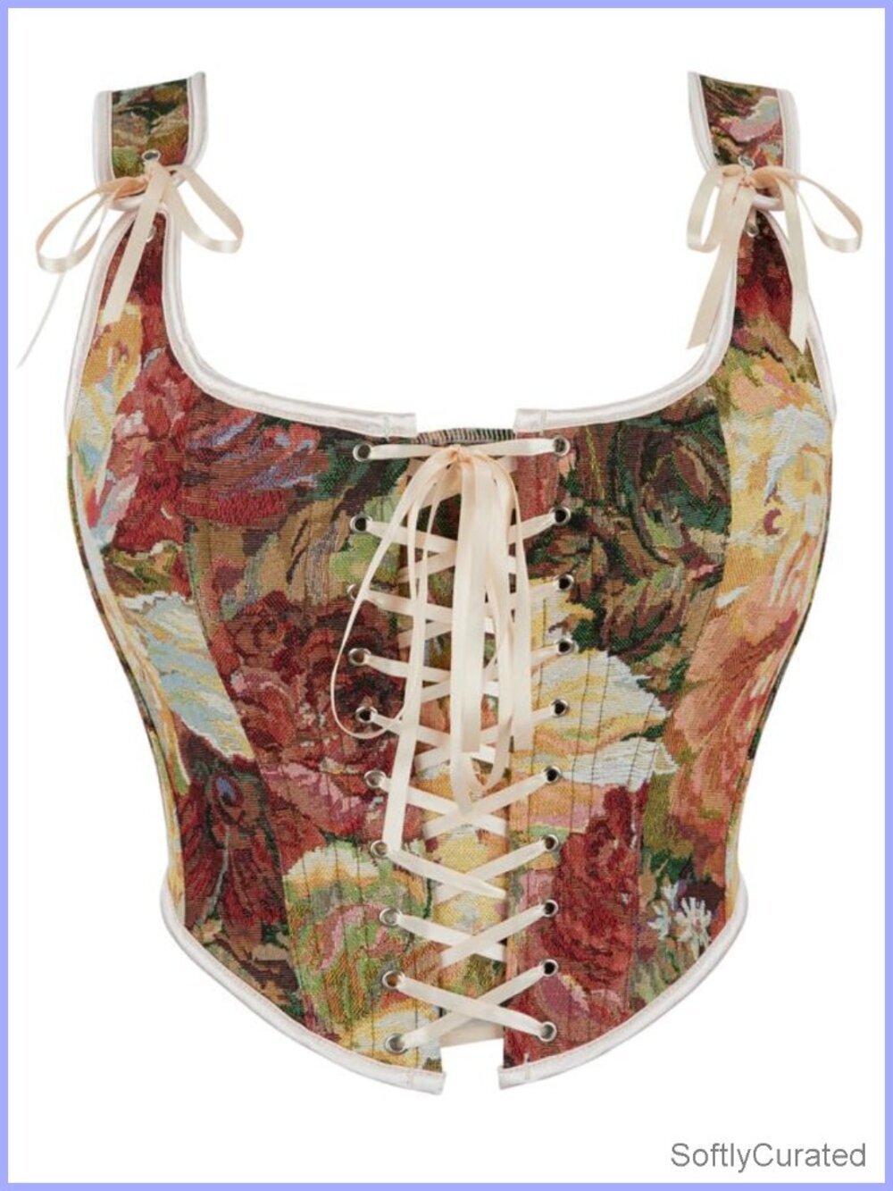 Vintage Grommet Lace Up Tie Front Corset Bustier Shapewear Top Renaissance